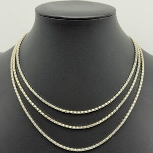 Sterling Silver 925 Triple Strand Popcorn Chain Choker Necklace 15.5" Layered